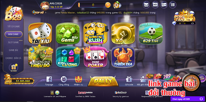 B29 có kho tàng game cá cược rất đa dạng