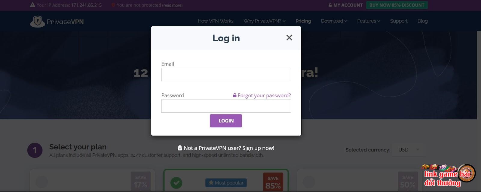 Đăng ký tài khoản tại PrivateVPN nếu bạn chưa có tài khoản tại đây